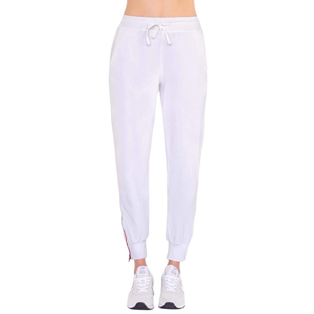 NWT SUNDRY Velour Zip Ankle Jogger - White Size 4